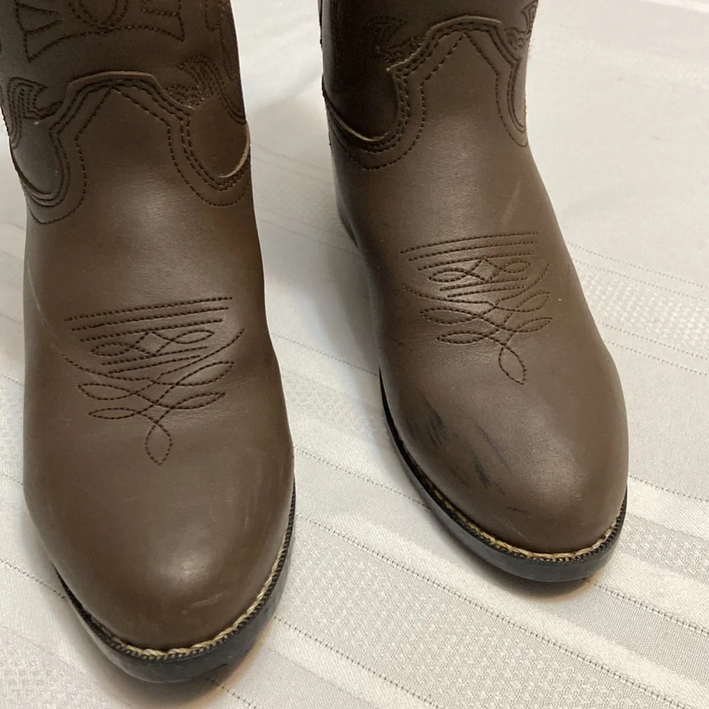 Durango Western Dark Brown Boys Cowboy Boots - Excellent Used Condition- Size 3